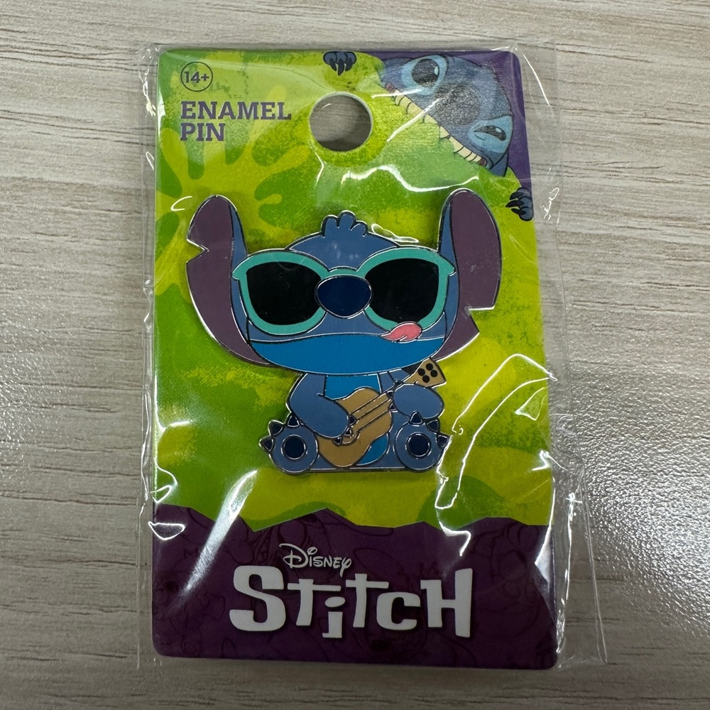 Disney Stitch Enamel Pin with Ukulele Guitar